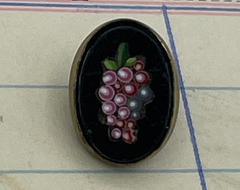 Vintage Smooth Micro Mosaic Grape Grapes Cluster Button / Tiny Mosaics