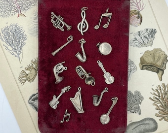Vintage Sterling Silver Charm Charms / Music Musical Instrument