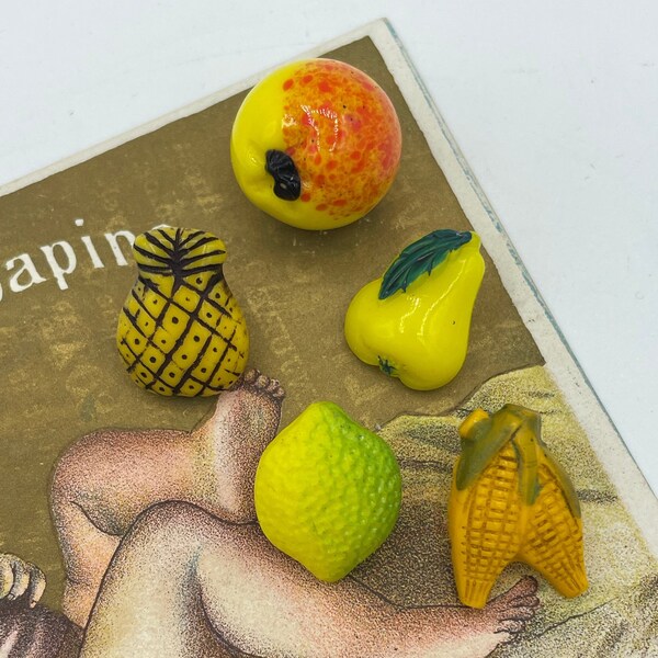 Vintage Glass Vegetable Buttons Etsy
