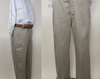 Vintage 60's Army Military Khakis Chinos Zip Fly Trousers Pants Sz
