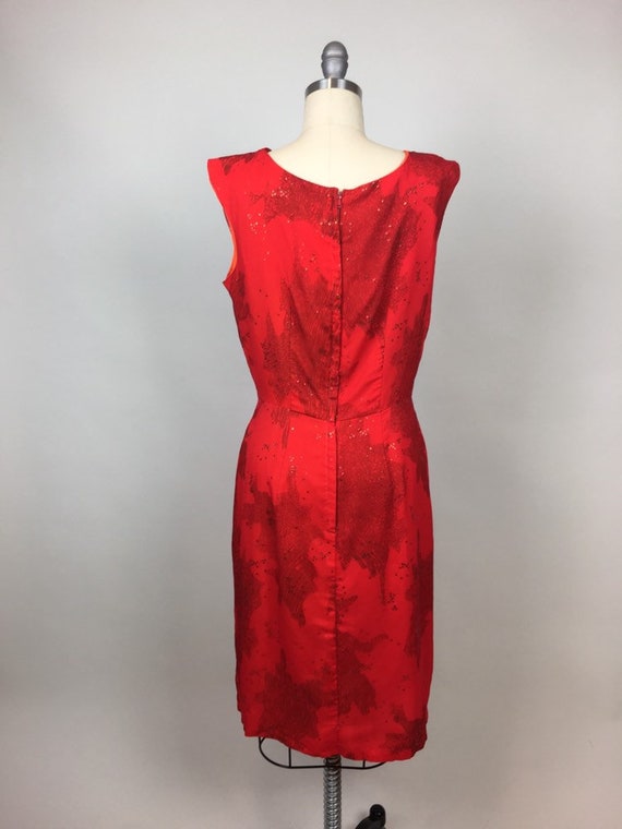Vintage 1960s Red Silk Chiffon Sparkly Glitter Pa… - image 5