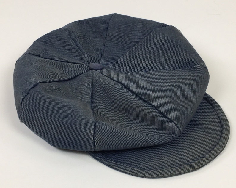 Rare Vintage 1930s Slouchy Pageboy Blue Denim Twill Driving Newsboy Cap / 30s 8 Panel Hat / W E Seattle image 1