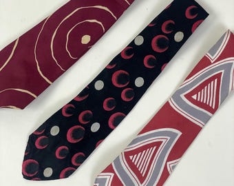 Vintage 1930s Art Deco Silk Tie: Geometric, Swirls, Bubbles