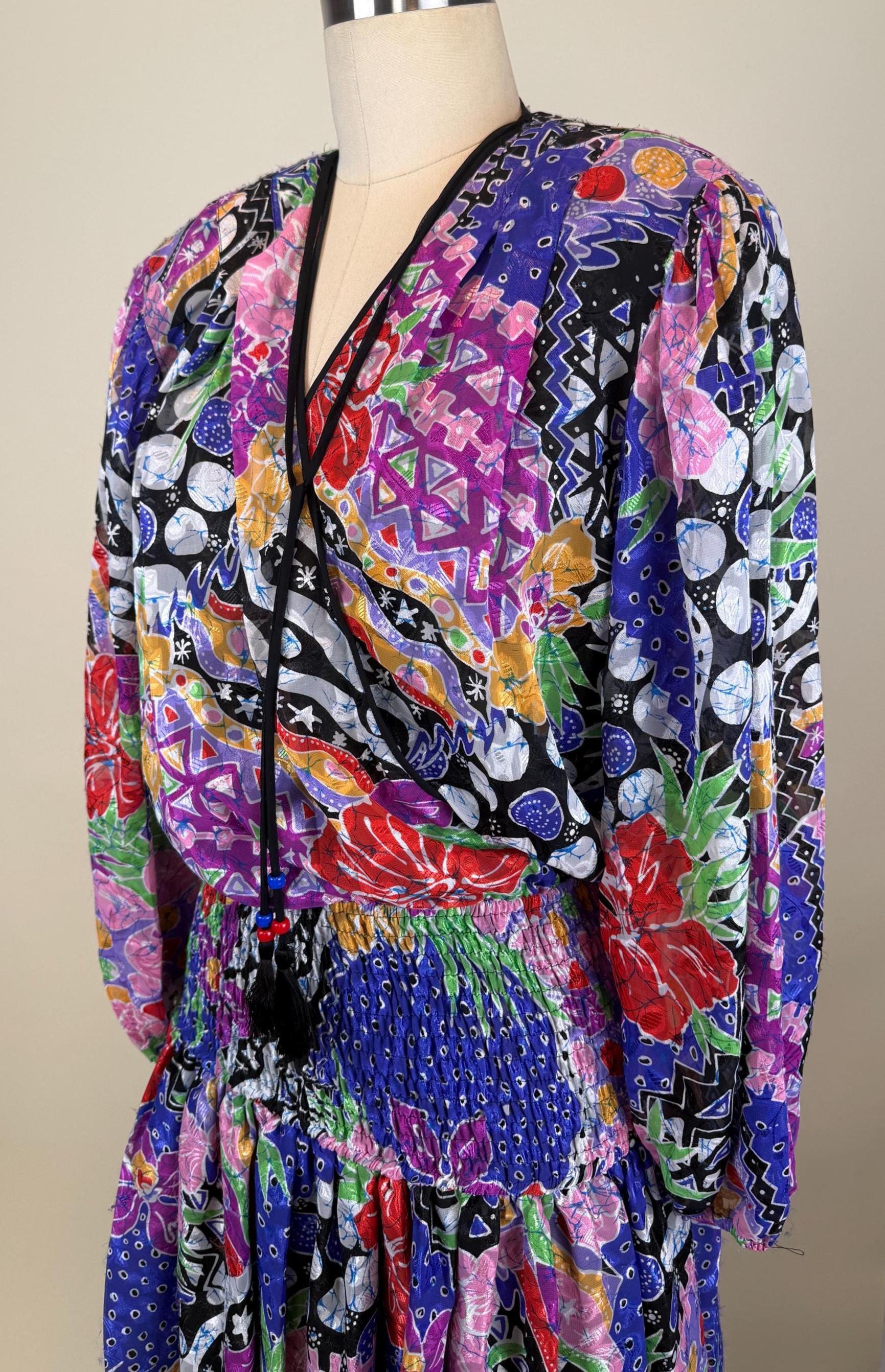 訳あり:希少Diane Freis鮮やか 総柄エレガントドレス Vintage 1980s Diane Freis Mixed Print Short Bubble Skirt Dress - Etsy