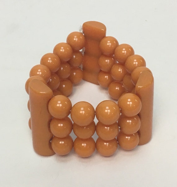 Vintage 1940s Butterscotch Bakelite Beaded Stretch