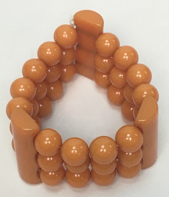 Vintage 1940s Butterscotch Bakelite Beaded Stretc… - image 2