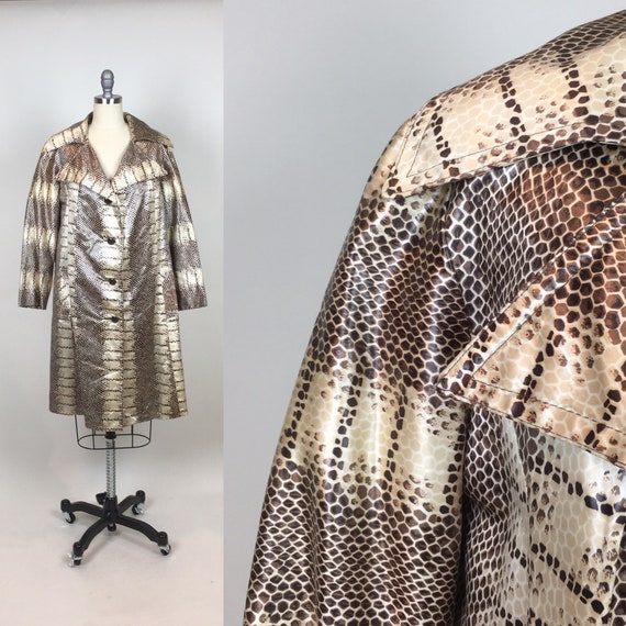 Vintage 1970s Snakeskin Print Coat Jacket / Vinta… - image 2