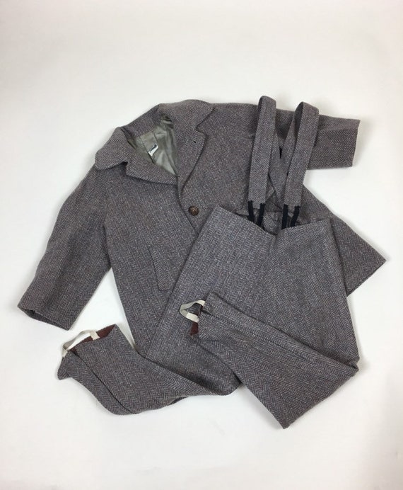 Vintage 1940s Boys Tweed Coat Pantsuit Set / vinta
