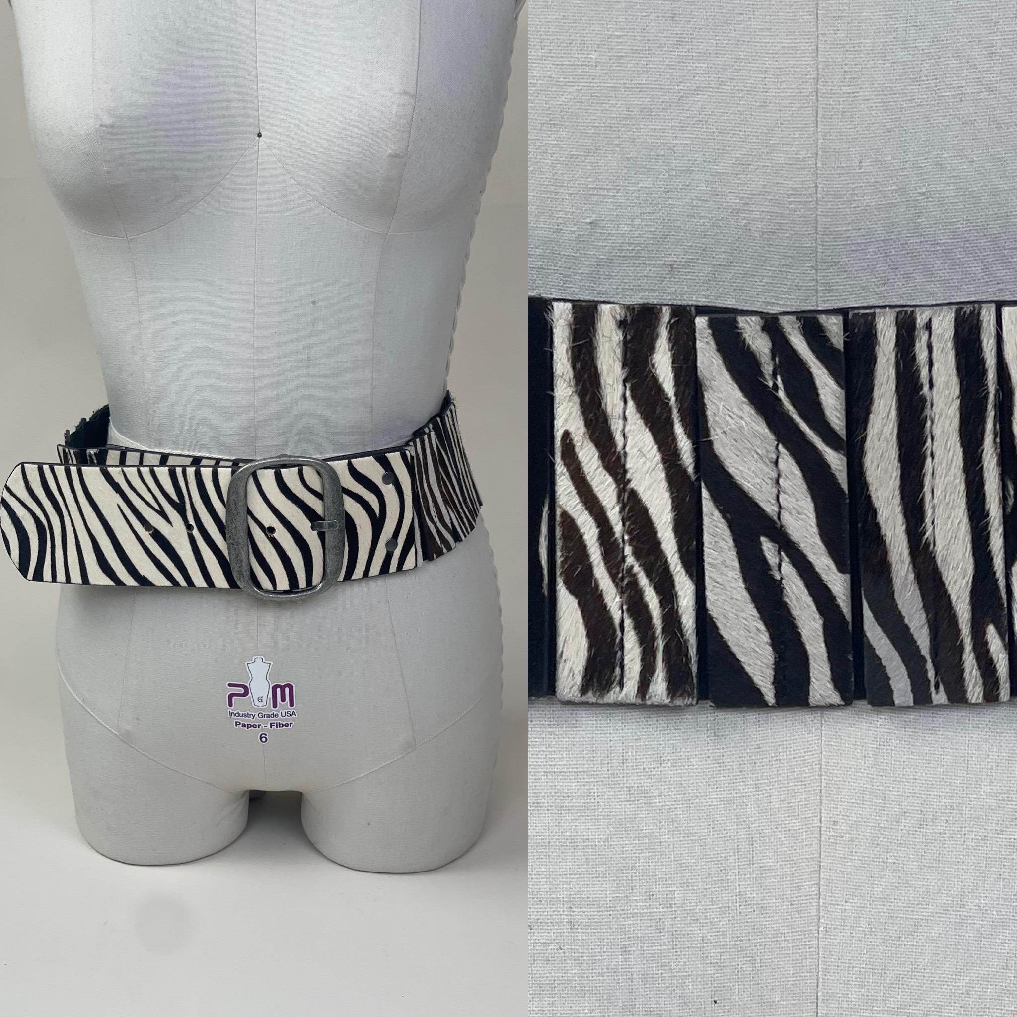 Topaz Italy Fur Leather Belt Zebra Print XL Amazon.com: Cow Hair Western Rhinestone Ornaments Zebra  main image 2