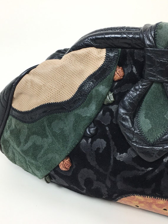 Vintage 1980s Leather Patchwork Convertible Cross… - image 3