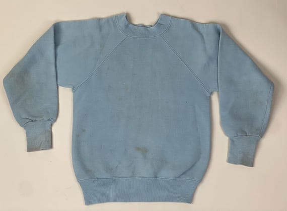Vintage 1960s Athletic Gym Pullover Blue Cotton Sweatshirt
