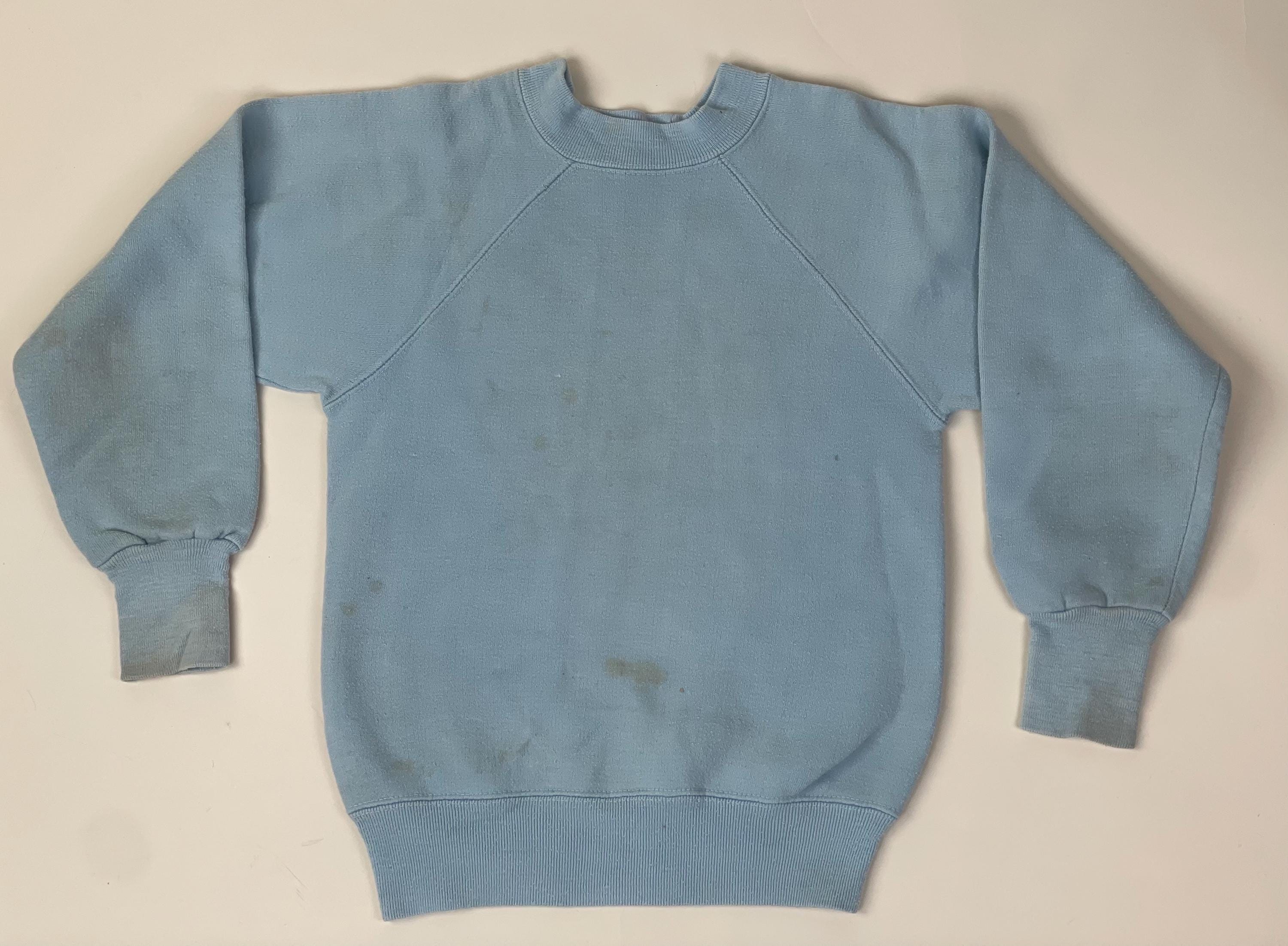 Vintage 1960s Athletic Gym Pullover Blue Cotton Sweatshirt