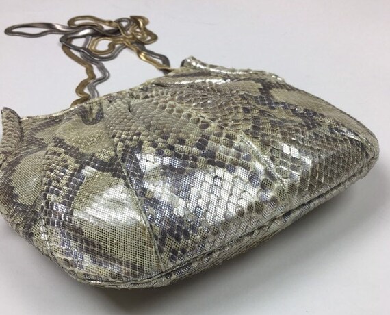 Vintage 1970s Judith Leiber Metallic Snakeskin Ch… - image 5