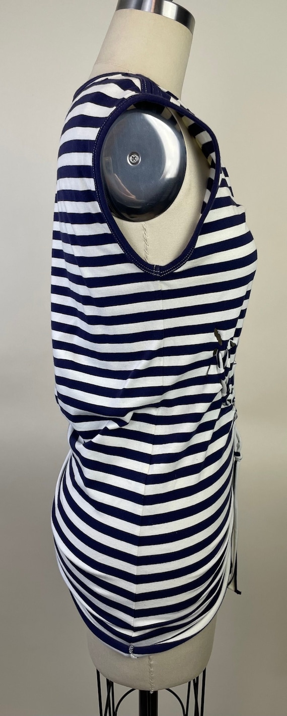Jean Paul Gaultier Blue White Striped Anchor T Sh… - image 2