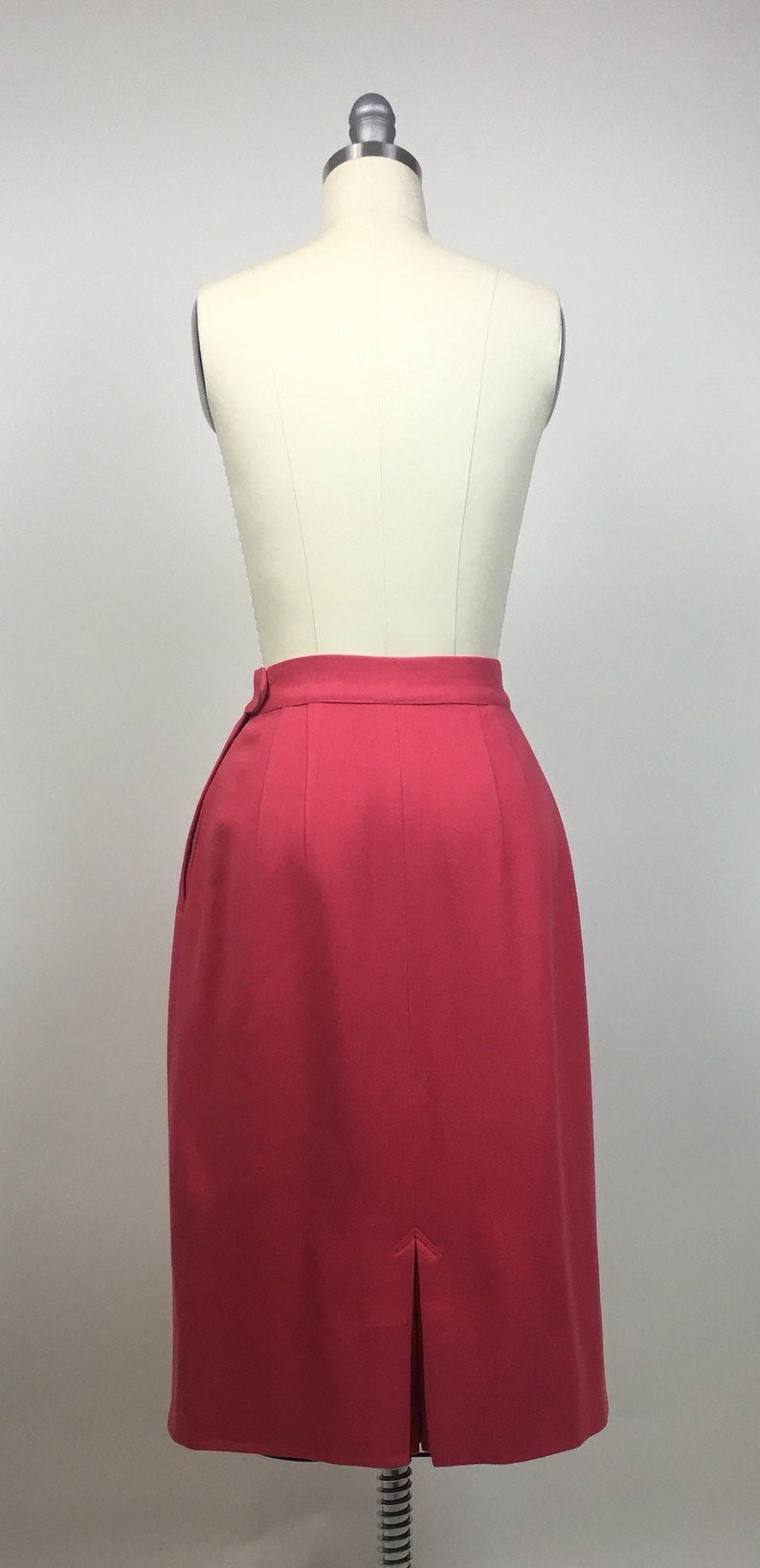 Vintage 1950s Pink Wool Straight Pencil Skirt
