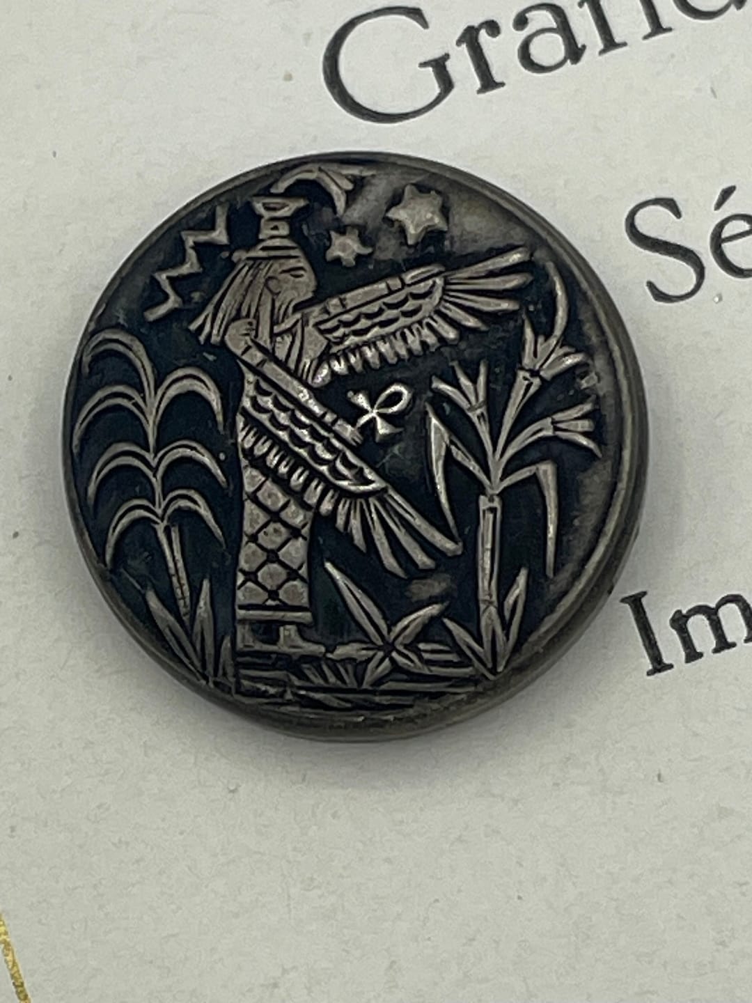 Vintage Egyptian Isis God Stars Female Symbol Repousse Blackened Silver ...