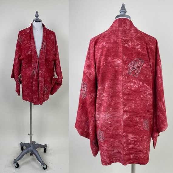 Vintage Japanese Silk Shibori Haori Kimono / Vint… - image 1