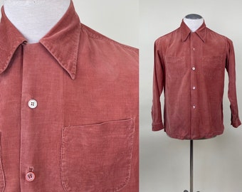 Camisa deportiva vintage de pana Stradivari de los años 50 para hombre