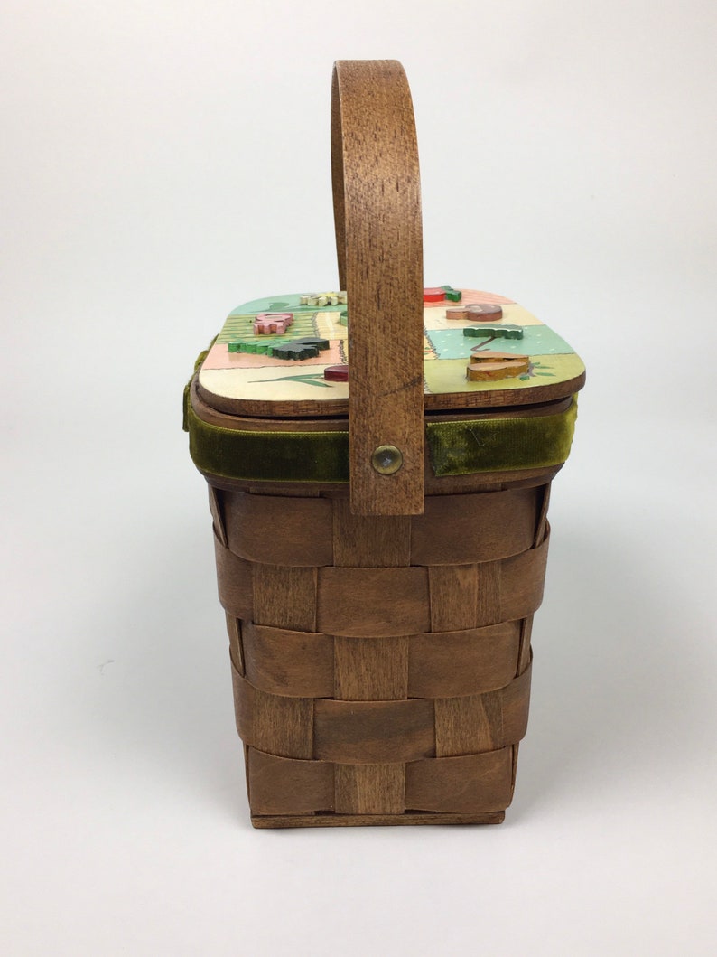 Vintage 1970s Wicker Picnic Basket Handbag Purse / vintage 70s Etsy