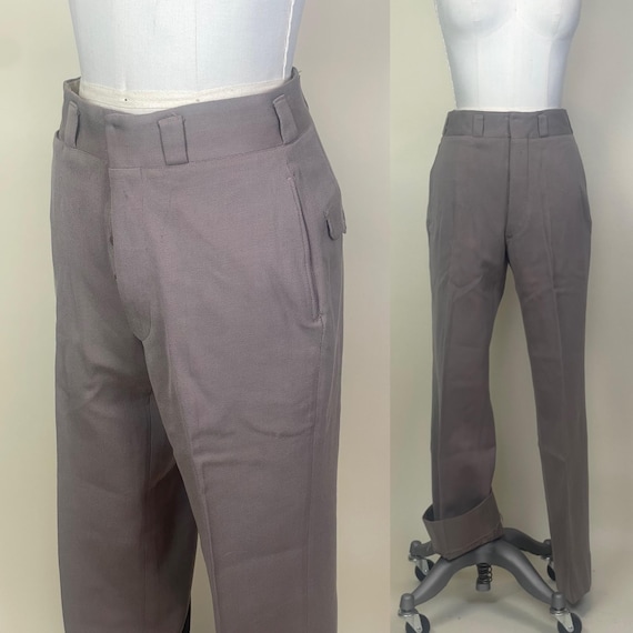 Vintage 1940s Wool Rayon Gabardine Workwear Pants Trousers