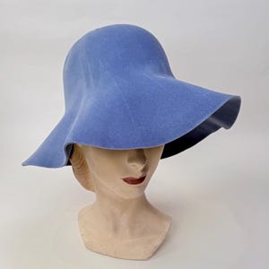 Borsalino Vintage Hat 22 1/2 Blue Felt Made In Italy Women Rare Borsalino Blue Felt Women main image 4