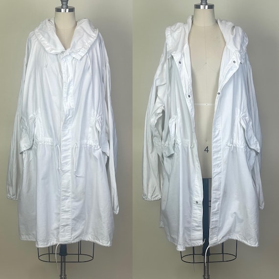 Vintage M-1950 Fishtail Parka: Military Overwhite Camo Cotton