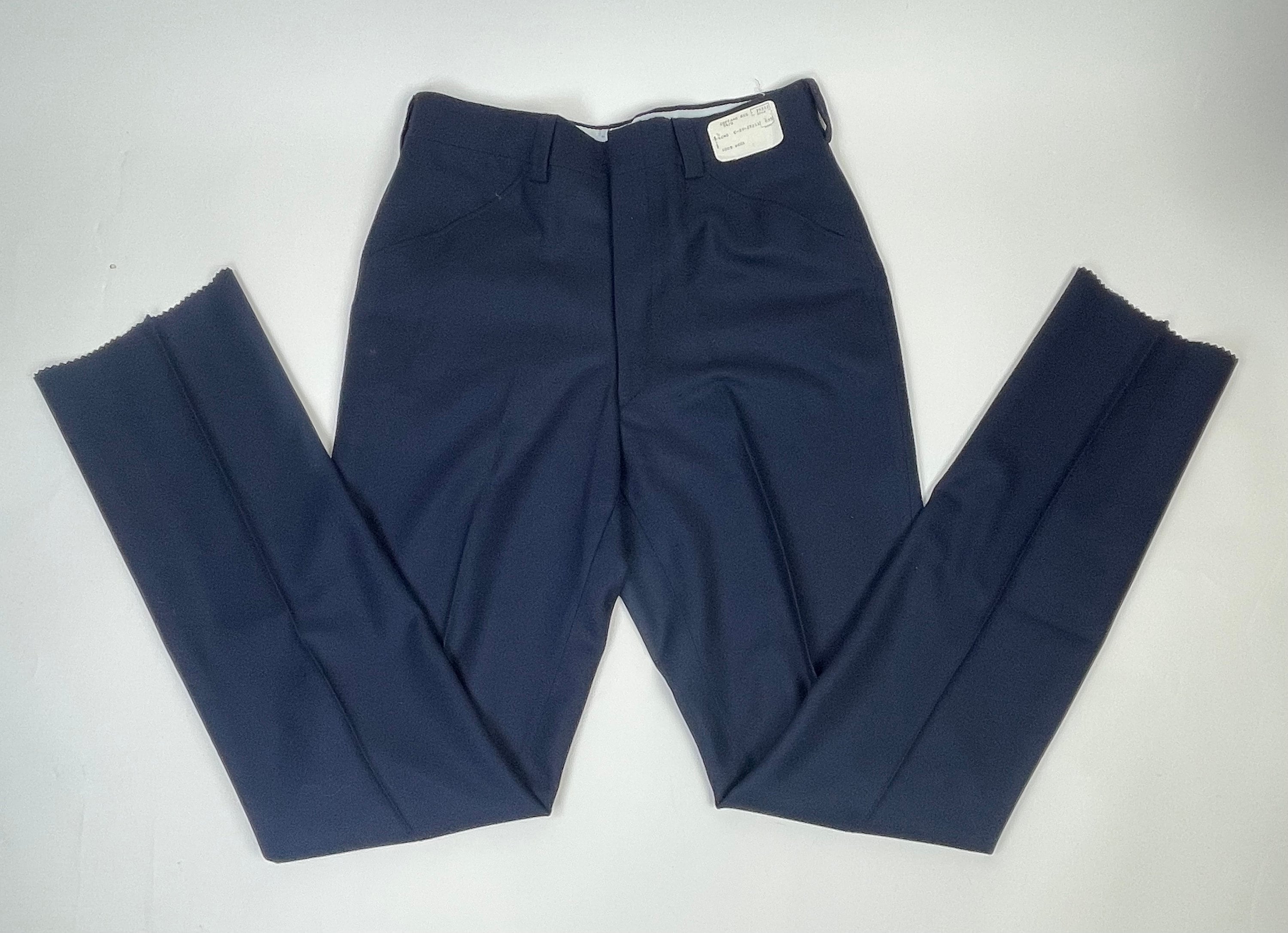 Vintage 1950s Dark Navy Blue Wool Men's Trousers / 50s Dress