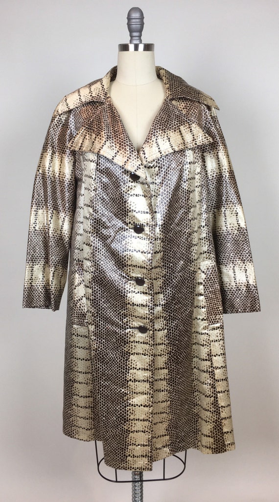 Vintage 1970s Snakeskin Print Coat Jacket / Vinta… - image 3
