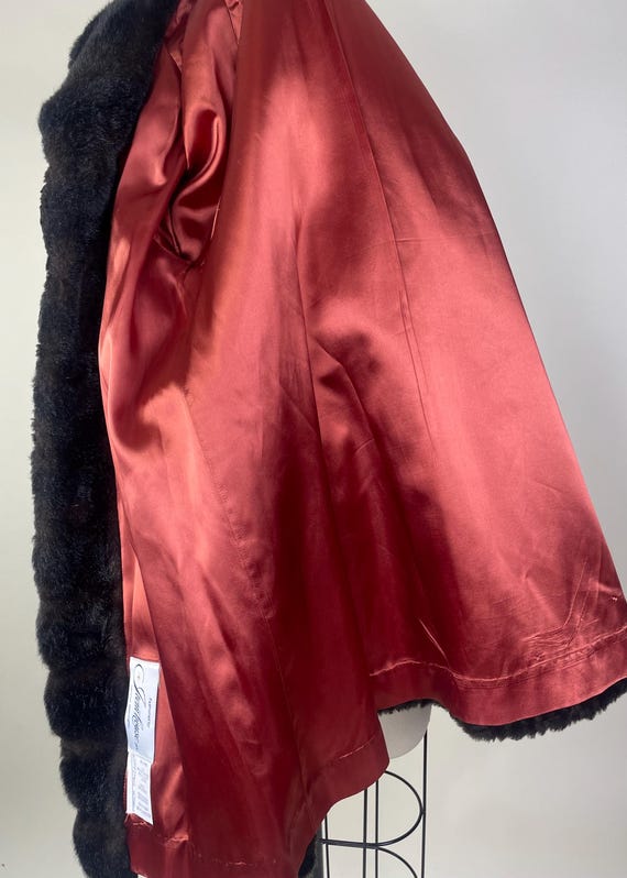 Vintage 1970s Faux Fur Brown Curly Lambswool Women's Midi Coat