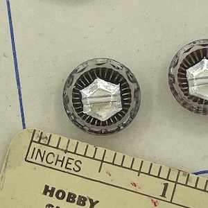 Vintage 1930s Dome Mercury Glass Reverse Painted Bronze Luster Buttons / Art Deco Button