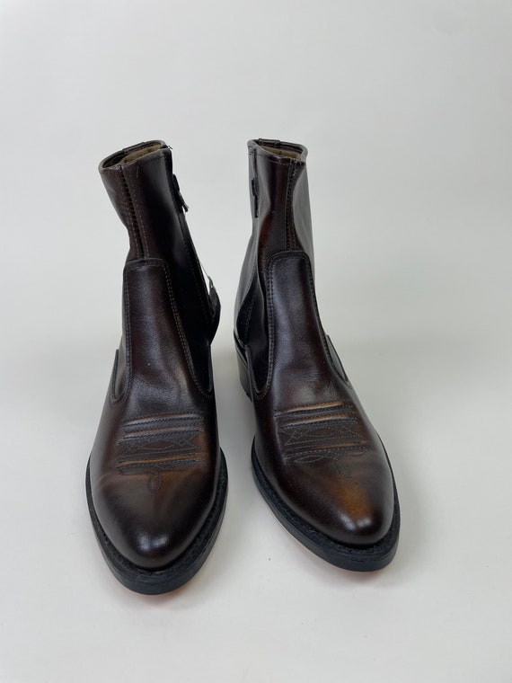 Vintage 1970s Acme Brown Leather Western Ankle Sh… - image 4