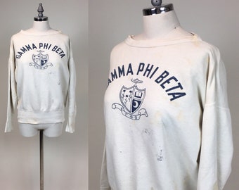 Vintage 1950s Gamma Phi Beta First Female Sorority Cotton Athletic Sweatshirt / Vintage 50s New York College School Pullover Sweatshirt