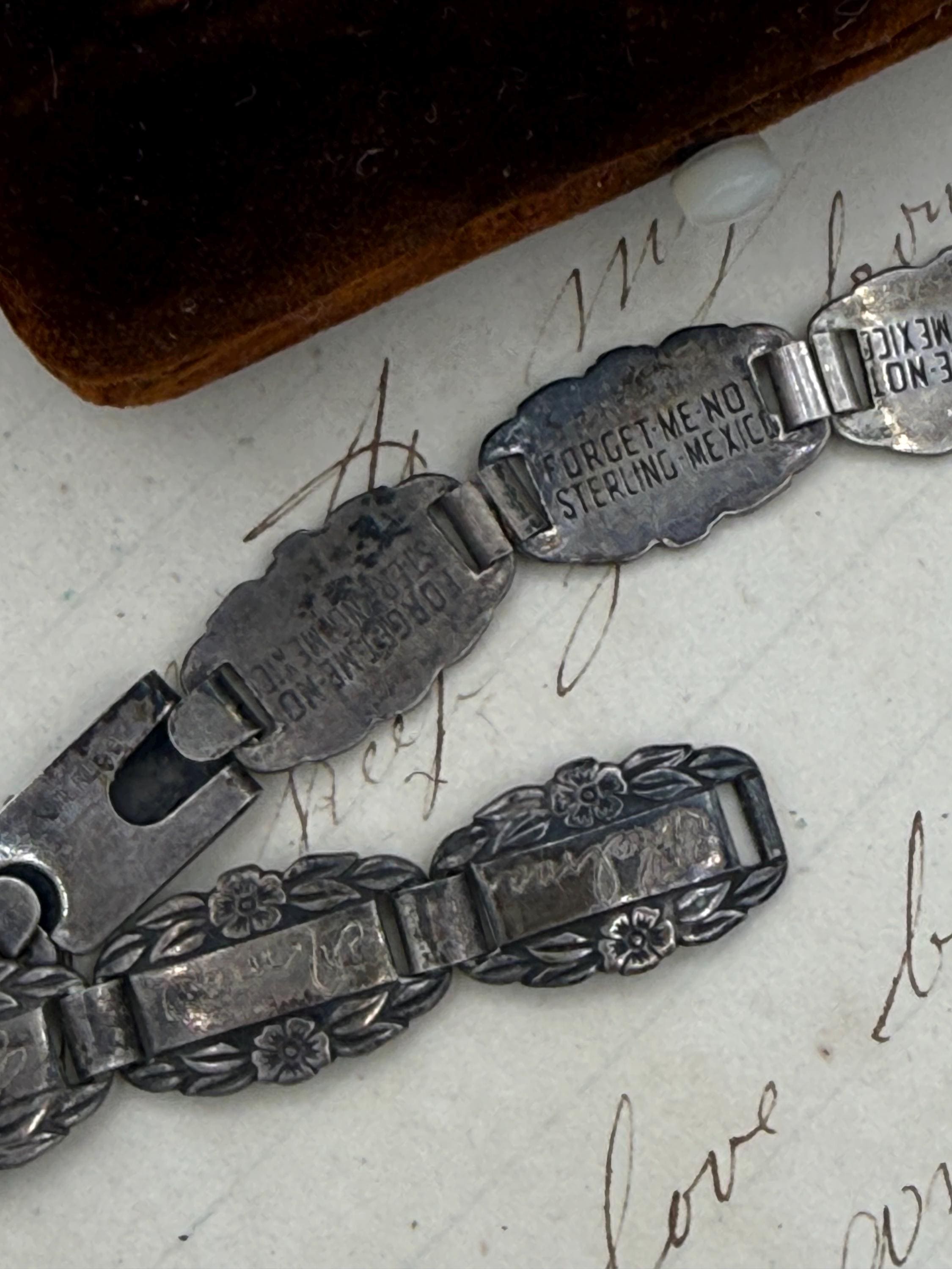 Vintage 1940s Sterling Silver Forget Me Not Panel Bracelet - Etsy