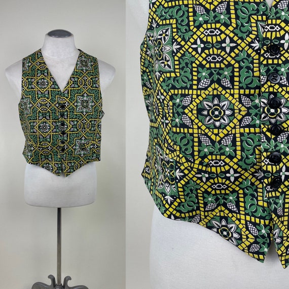 Vintage 1930s 1940s Waistcoat Vest / 30s 40s Gree… - image 6