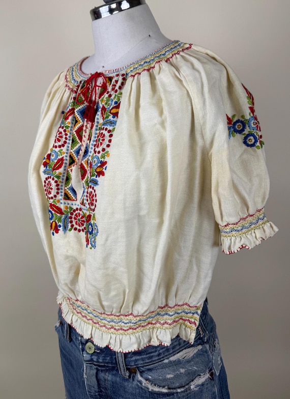 Vintage 1940s Bohemian Hungarian Embroidered Folk… - image 4