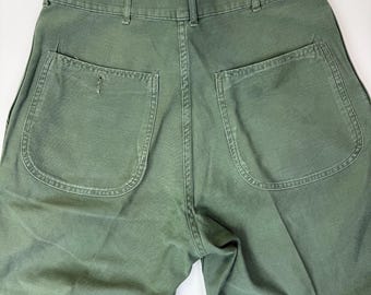 Pantalones militares P41 verdes del Cuerpo de Marines de EE. UU., estilo vintage de la Segunda Guerra Mundial / 33" x 32"