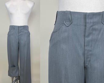 Vintage 1940s Gabardine Western Ranch Pants: Cowboy Pearl Snap Trousers (33" x 30")
