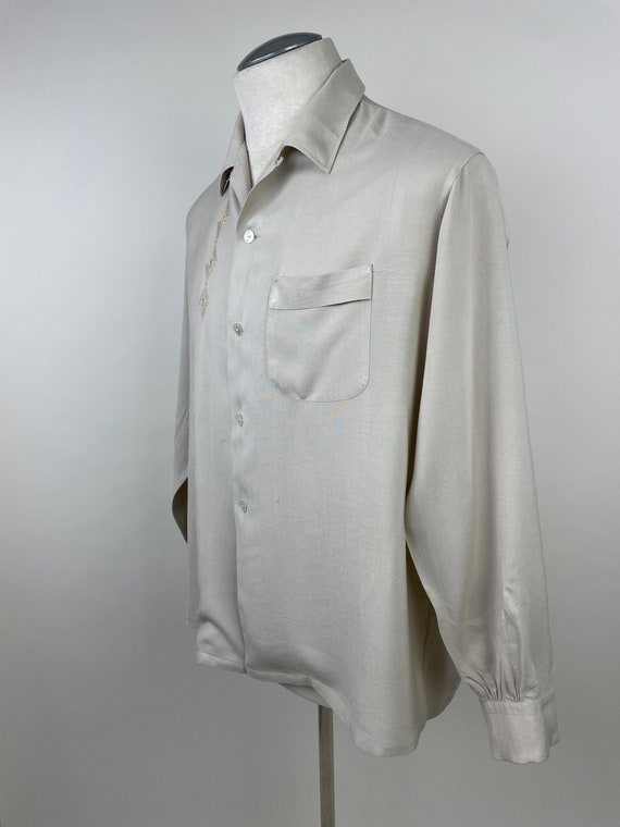 トップス 50s vintage rayon shirt Vintage 1950s Mens Rayon Shirt / 50s Kentfield Long Sleeve