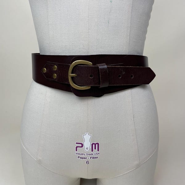 Vintage 1980s Brown Leather Wide Wrap Belt