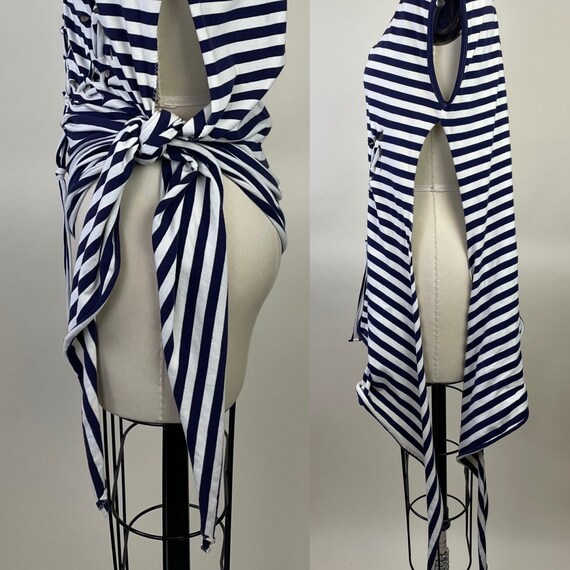 Jean Paul Gaultier Blue White Striped Anchor T Sh… - image 3