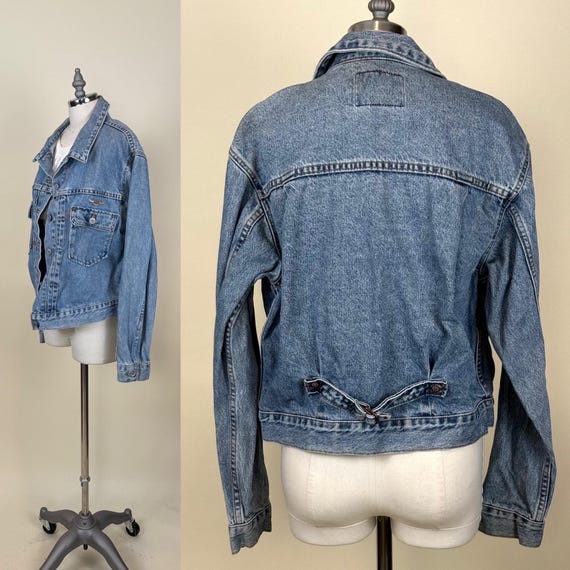 Vintage 80er Jahre Levi's Jeansjacke: Plissierte Front, Schnalle