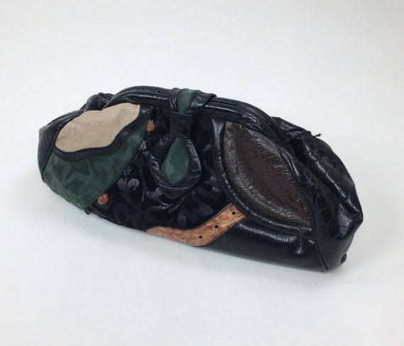 Vintage 1980s Leather Patchwork Convertible Cross… - image 1