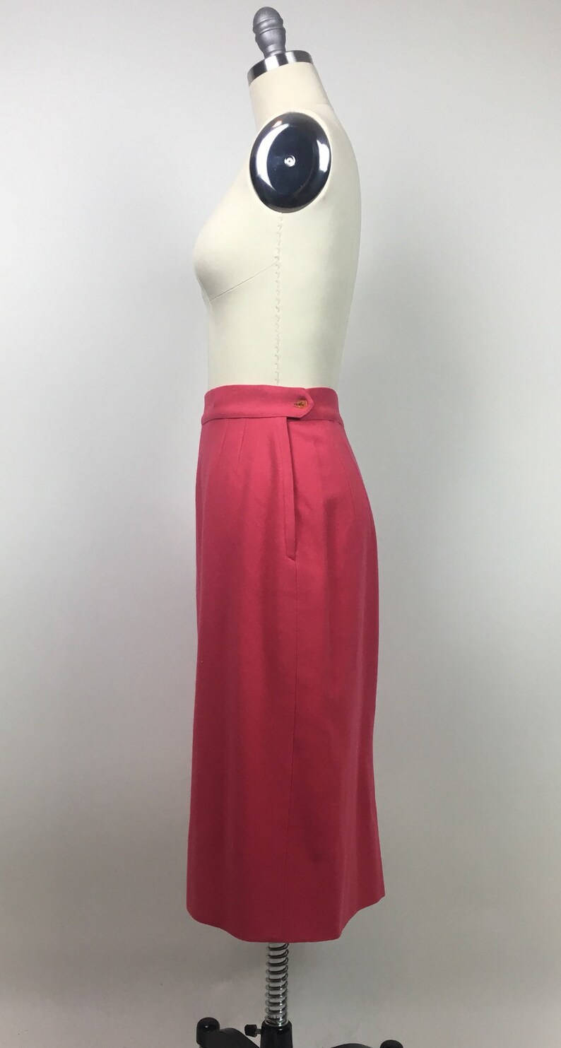 Vintage 1950s Pink Wool Straight Pencil Skirt