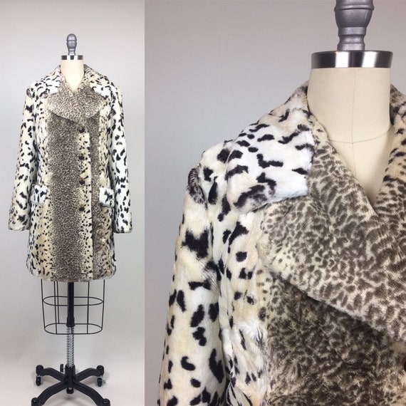 vintage 1970s Leopard Coat / Vintage 70s Faux Fur