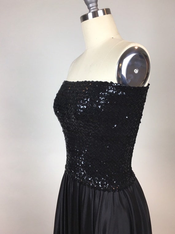 Vintage 1980s Black Sequin Tube Top Handkerchief … - image 2