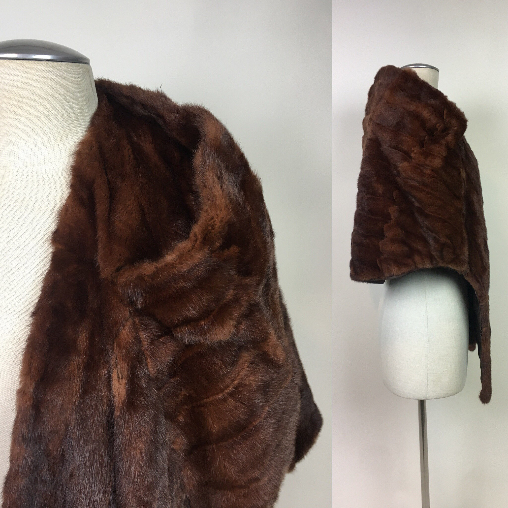 Vintage 1950s Mink Shawl Wrap Coat / vintage 50s Sable Brown | Etsy