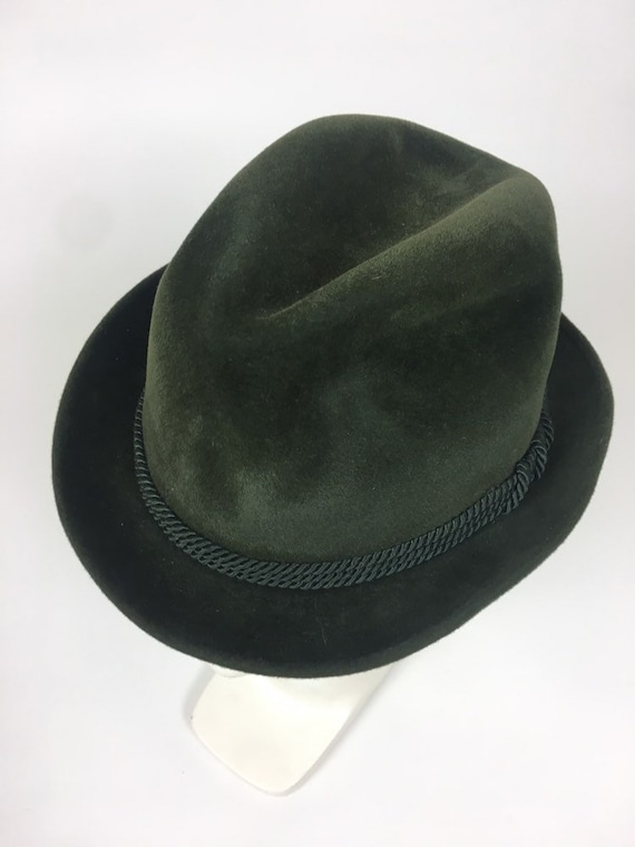 Vintage Fedora in Olive Green Vintage Goorin Bros Hat Fedora L/LX Olive Green Beige Straw  main image 4