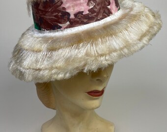 Vintage 1950s Mohair Fringe Tiki Summer Straw Sun Hat - Made  display picture 2