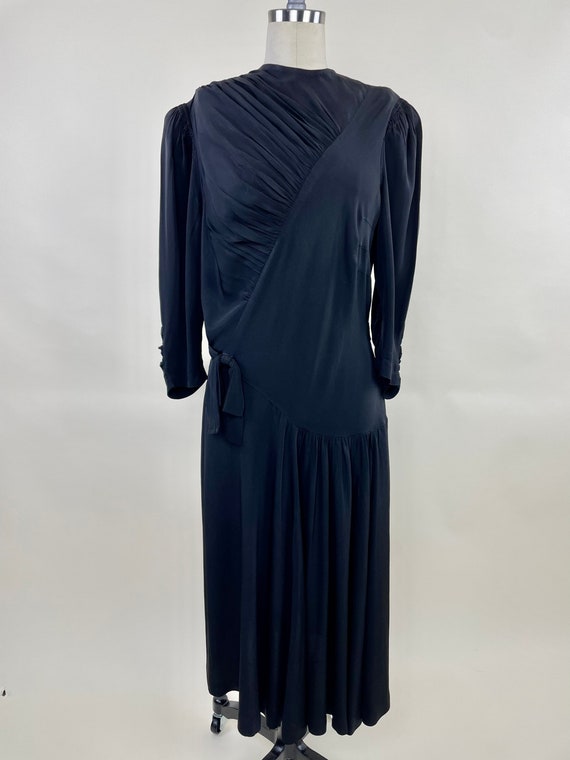 Vintage 1940s Jet Black Rayon Dress / Vintage 40s… - image 7