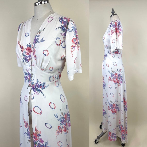 Vintage 1930s Cold Rayon Bias Cut Maxi Lounging R… - image 2